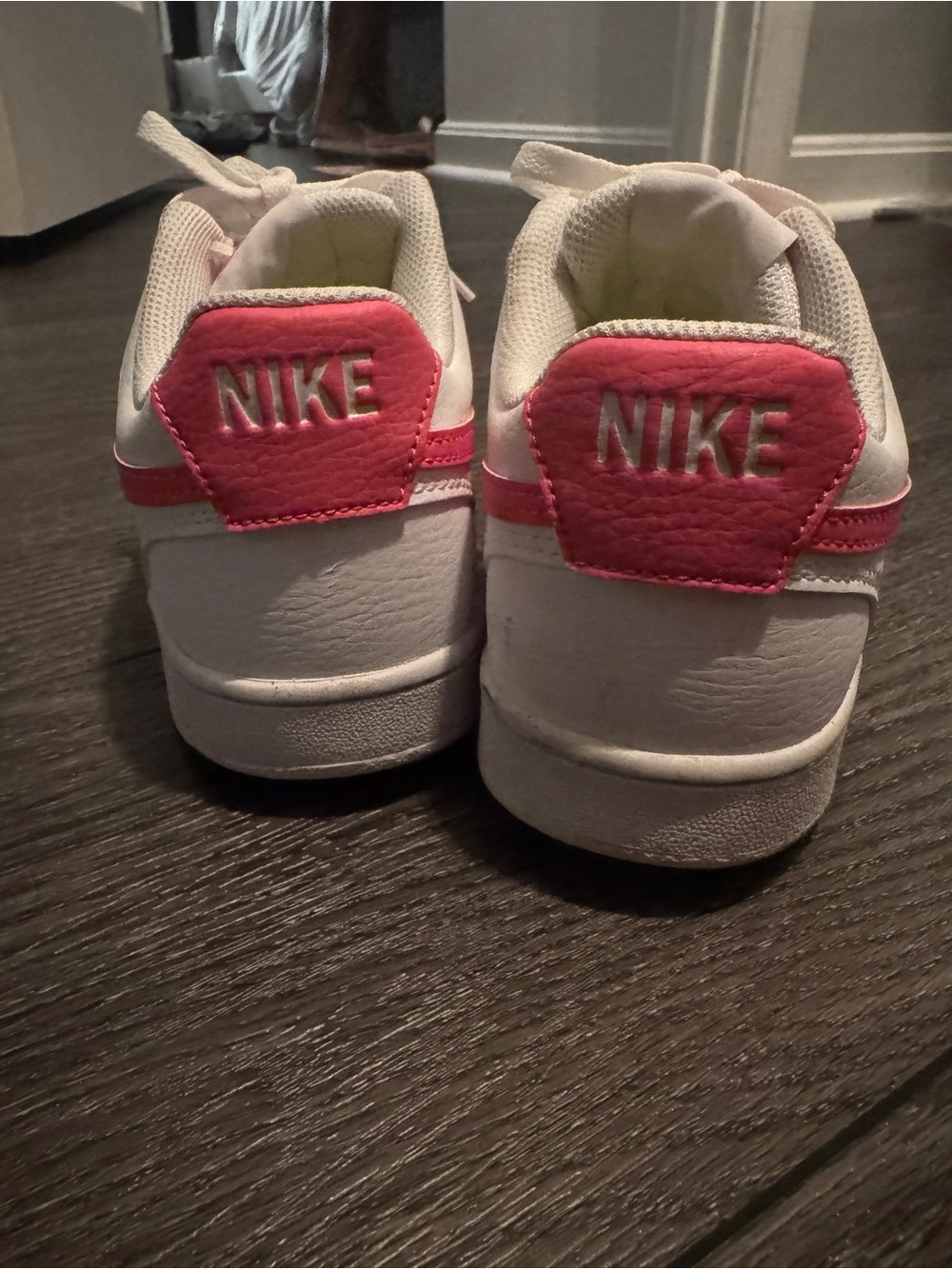 Nike White Sneakers with Pink Accents and Neon Yellow Insoles - Picture 3 of 3